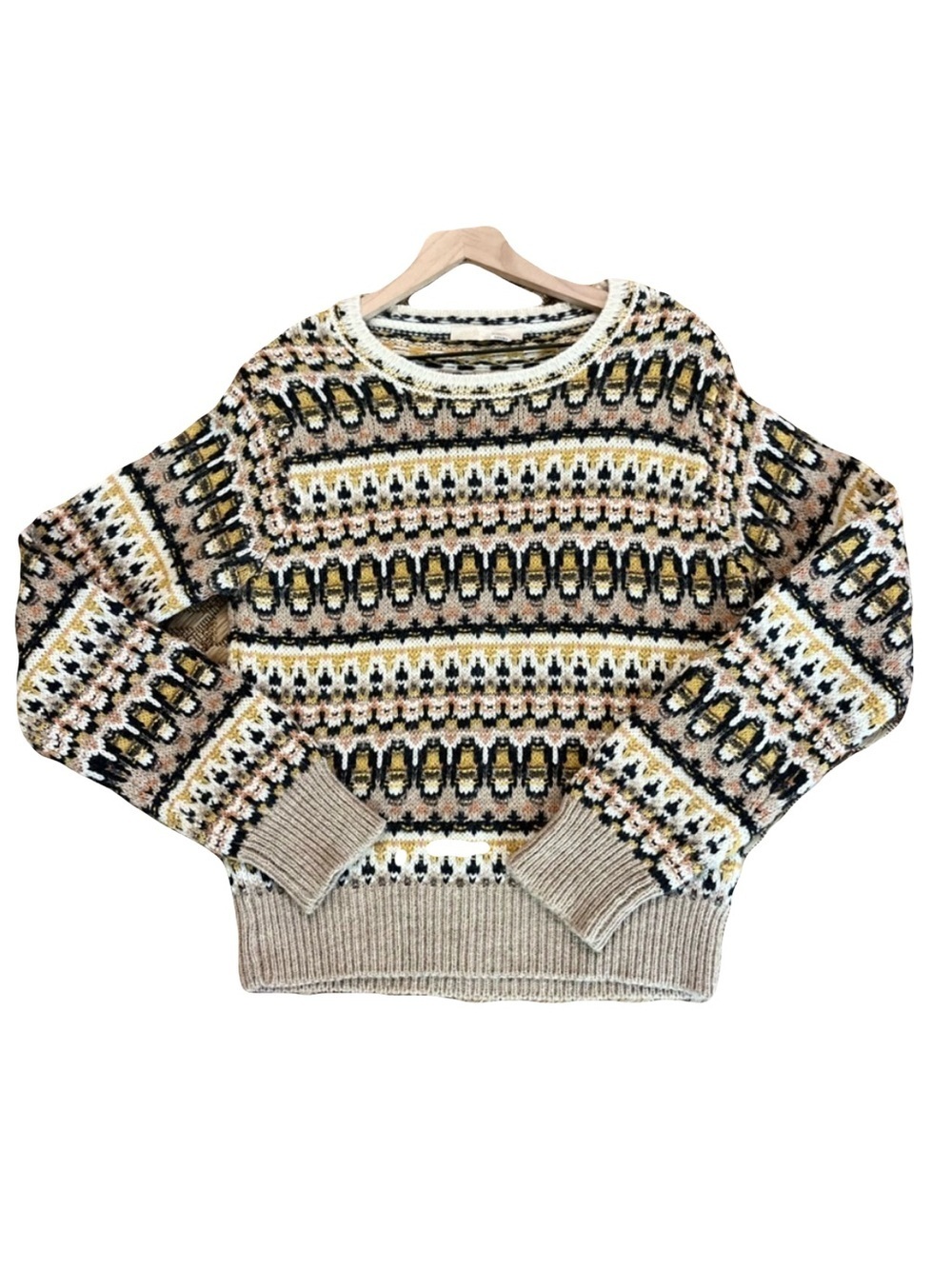 Vanessa Bruno Fair Isle Sweater Nordic Knit Après Ski Scandi Chalet Chic Grandpa